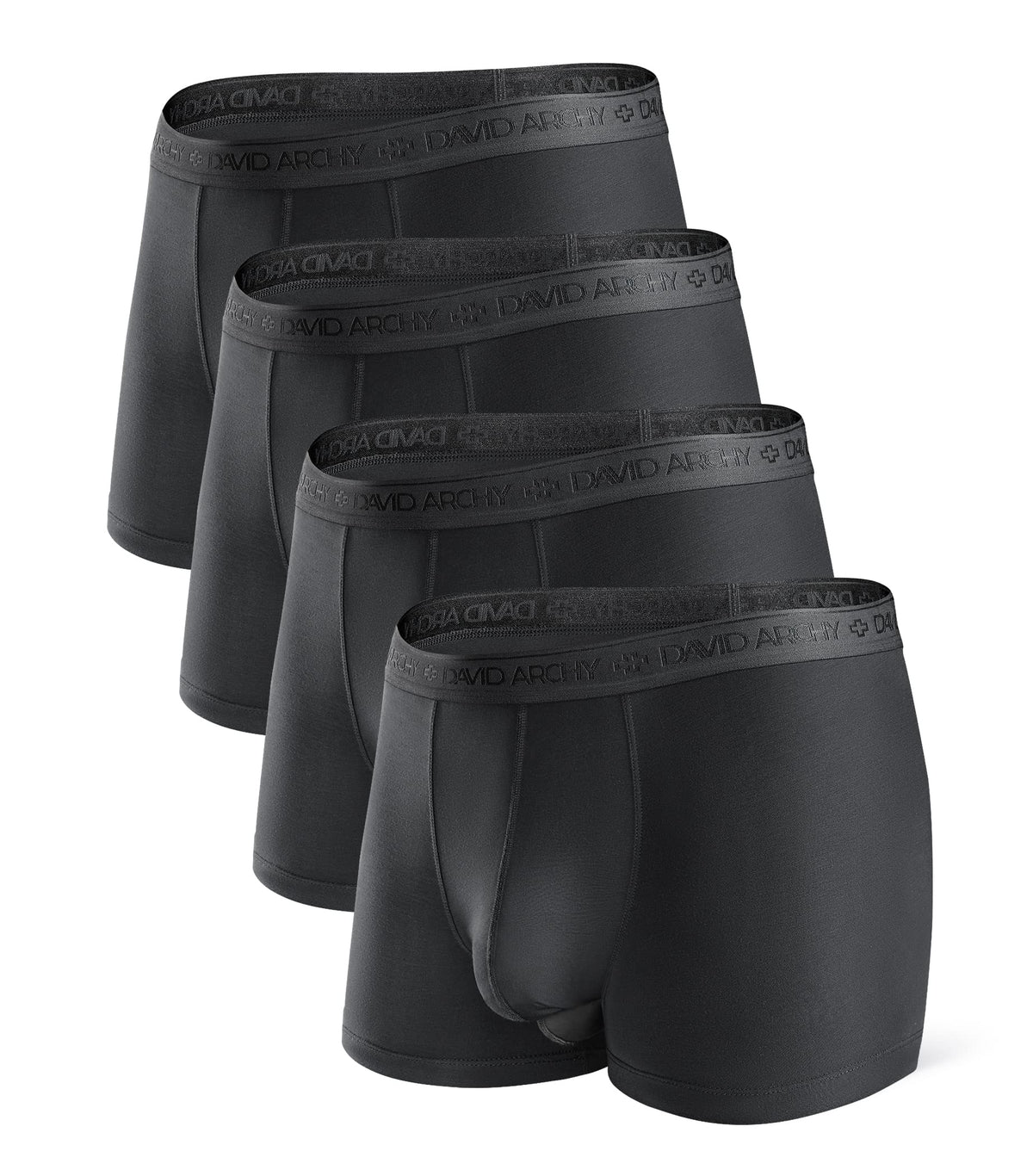 DAVID ARCHY Men's Underwear Modal Boxer Briefs Trunks Multi-Pack | Dual Pouch with Fly, Ultra Soft Second Skin Feel, Breathable Stretch Spandex, Anti Chafing, Daily Lounging Work Travel
