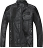 7DAY'S Men's Stand Collar Leather Jacket Motorcycle Lightweight Faux Leather Outwear