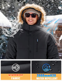 7DAY'S Men's Winter Jacket with Hood Water Repellent Windproof Thicken Parka Winter Coat