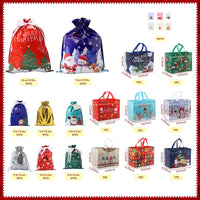 PARTTELY 30 Pack Drawstring Christmas Gift Bags Assorted Sizes Reusable Christmas Tote Bags Gifts Wrapping (22 Pack Drawstring Bags 8 Pack Tote Bags)