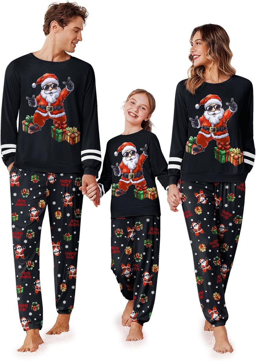 Ekouaer Family Christmas Pajamas Matching Sets Long Sleeve Couple Pjs Holiday Sleepwear Soft Loungewear with Pockets