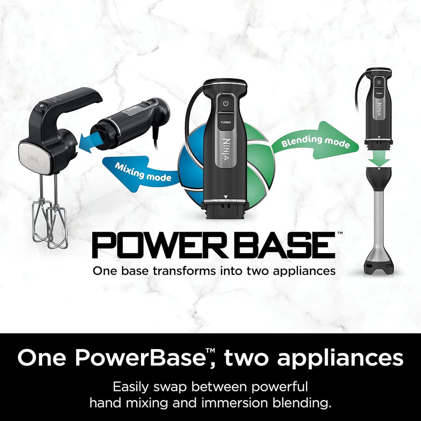 Ninja CI100C Foodi Power Mixer System Immersion Blender and HandMixer Combo, Black