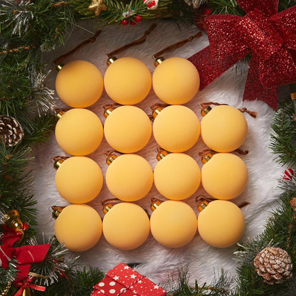Brightown 15 Pcs Red Velvet Christmas Balls, 3.15 Inch Velvet Ornaments for Christmas Tree, Christma Tree Flocked Ornaments Balls for Family Holiday Wedding Party Xmas Hanging Decoration