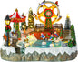 Bdor Christmas Village Lighted Decoration Musical Animated Display Christmas Collectible Santa Battery Operated Resin Indoor Decor