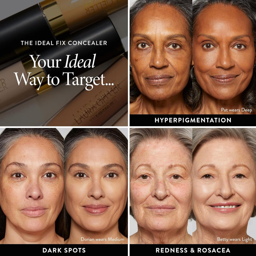 LAURA GELLER NEW YORK The Ideal Fix Concealer - Light - Buildable Medium to Full Coverage Liquid Concealer - Covers Under Eye Dark Circles & Blemishes - Long-Lasting