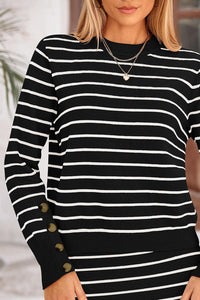 PRETTYGARDEN 2 Piece Skirts Sets For Women Fall Fashion 2025 Striped Sweater Dress Knit Lounge Travel Outfits Winter Clothing