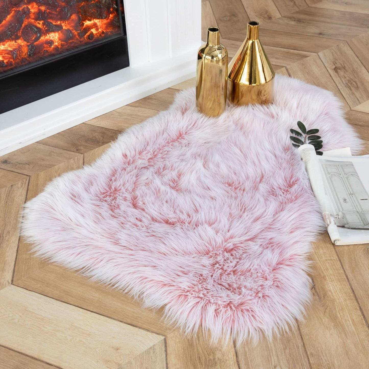 Ashler Faux Fur Rug, Fluffy White Small Sheepskin Rug, Ultra Soft 2x3 Ft Mat, Machine Washable Shag Mats, Nursery Throw for Bed, Living, Kids Room