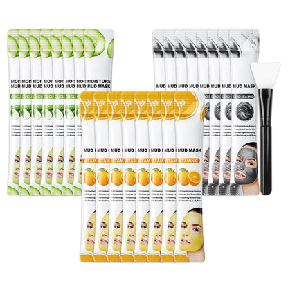 LZYLLS 24 Pcs Clay Face Mask with Brush,Hydrating Mud Face Mask Set,Deep Cleaning Oil Control Clay Facial Masks for Blackheads Remover,Mud Facial Masks Skincare Gift Set