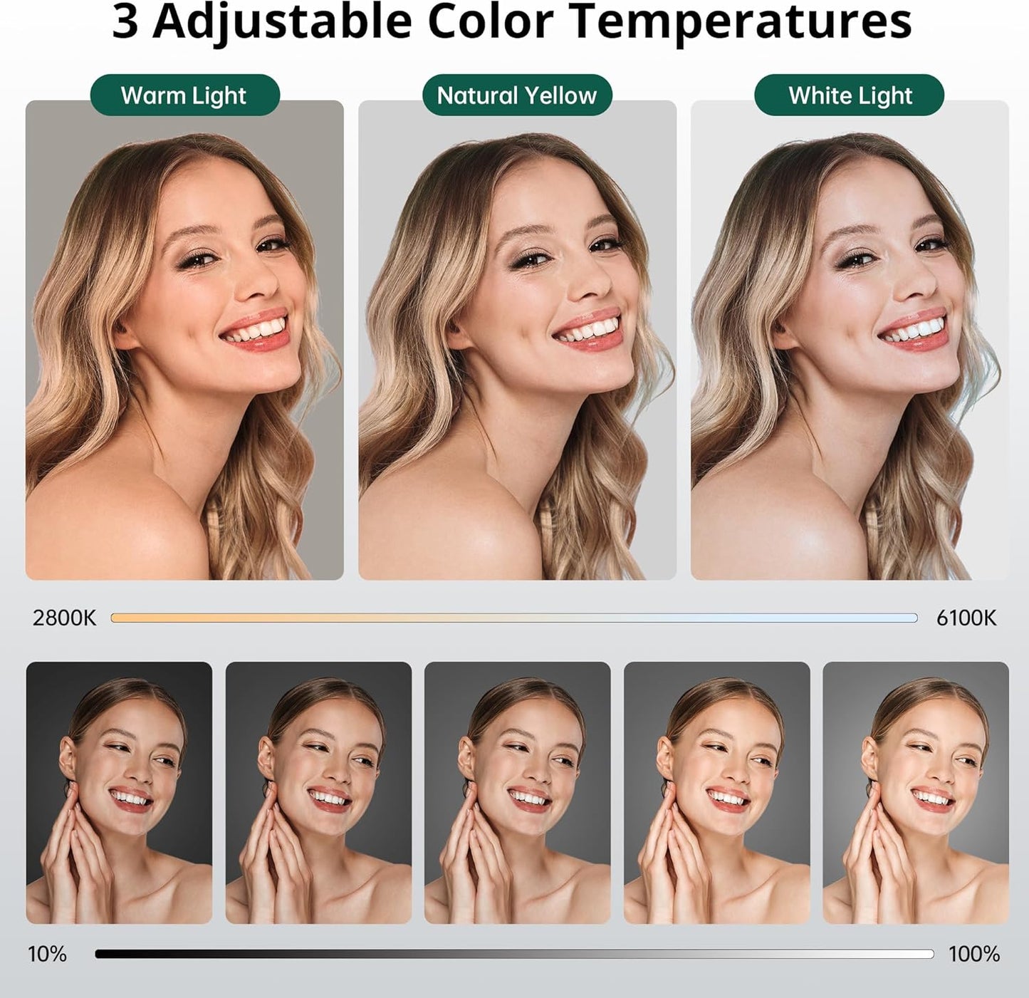 ATUMTEK 10" Ring Light with 55" Tripod Stand, Dimmable LED Selfie Light with Phone Holder & Bluetooth Remote, 3 Color Modes & 10 Brightness Levels for TikTok, Zoom, YouTube, Streaming, Vlogging