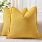 decorUhome Christmas Corduroy Cream White Throw Pillow Covers 18x18 Set of 2 Decorative Soft Boho Farmhouse Euro Couch Pillow Covers for Living Room Bed Sofa Broadside Striped Pillow Cases