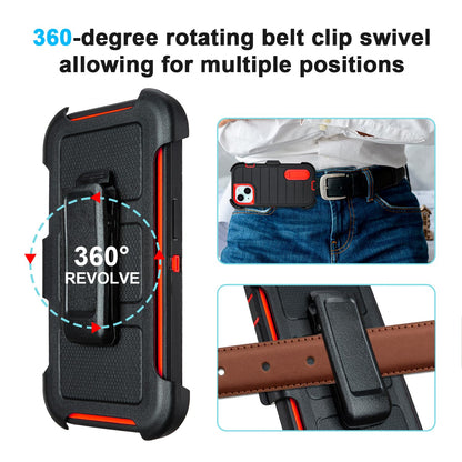 for Black Case iPhone 14 Case with Belt Clip, for Shockproof Case iPhone 14 Heavy Duty,3 Layers of Sturdy,Anti-Drop,Military-Grade Defender Cover for iPhone 14 Case Black