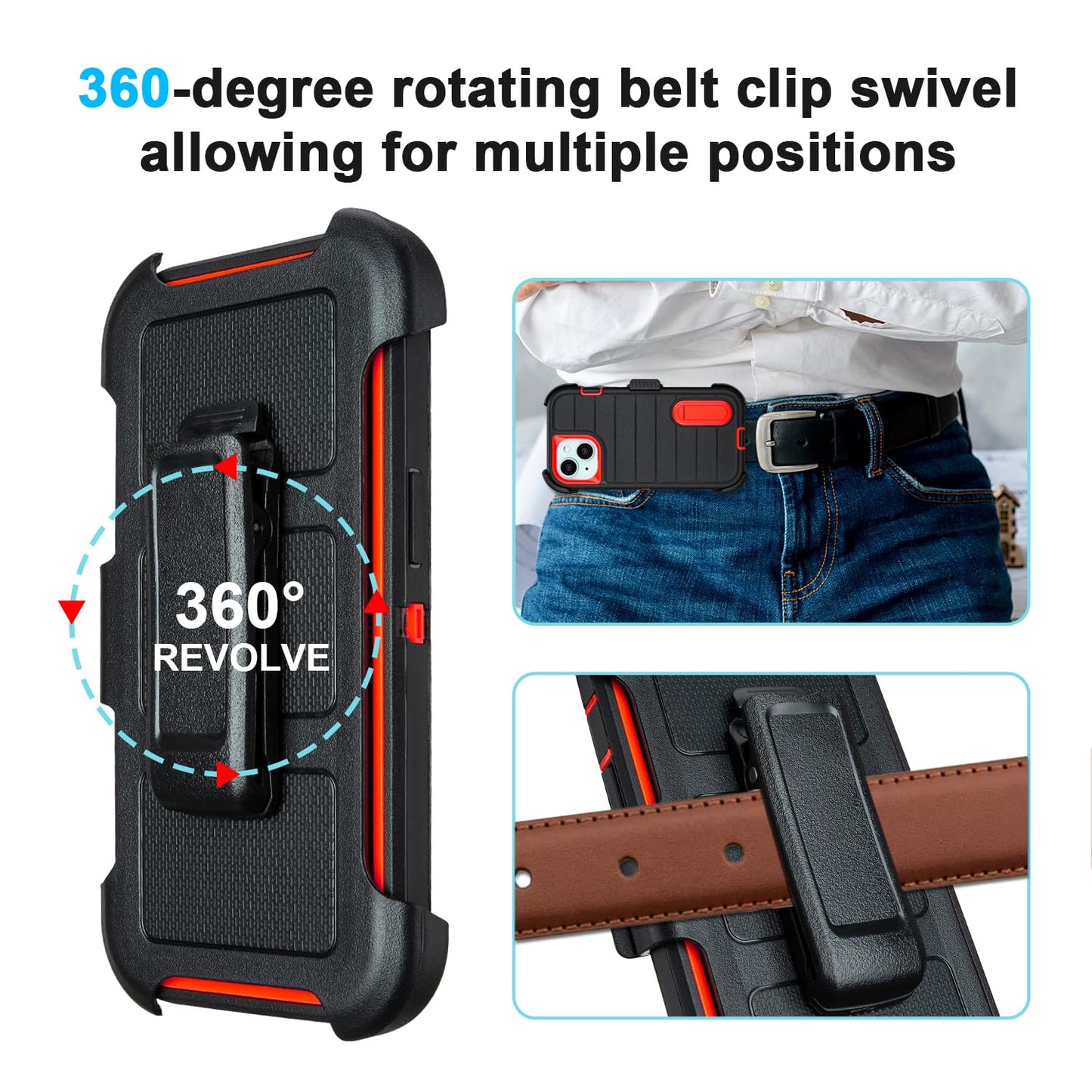 for Phone case iPhone 13 Case with Belt Clip, Heavy Duty Military Grade Drop iPhone13 Protective Case, Shockproof Defender Cover for iPhone 13 Cases 6.1 inch (Black+Blue)
