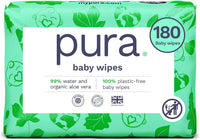 Pura Natural Sensitive Baby Wipes, 99% Water, Unscented & Hypoallergenic, Suitable for Sensitive & Eczema-prone Skin, Hypoallergenic, EWG Verified, 10 Pack of 60 Wet Wipes (600 Diaper Wipes) Bulk Buy