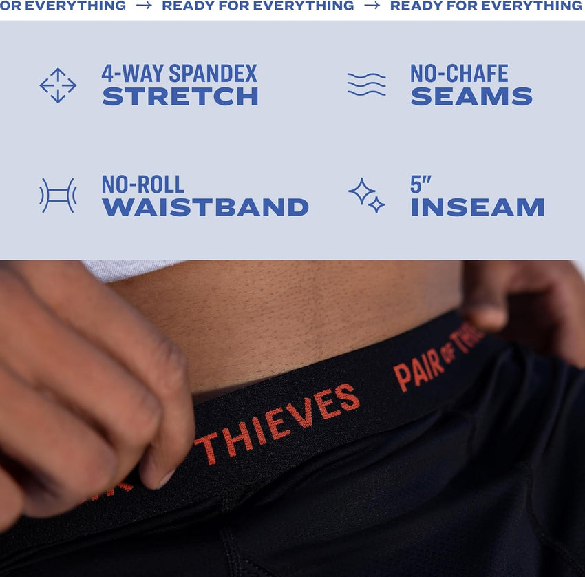 Pair of Thieves 4 Pack Mens Boxer Briefs - Soft, Stretchy, Moisture-Wicking Underwear for Men - All-Day Comfort and Support