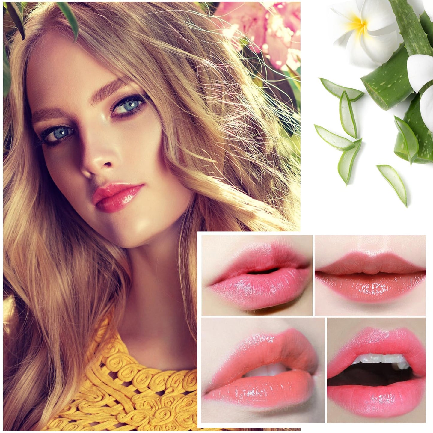 4 Pack Aloe Vera Lipstick,Long Wear Nourishing Lip stick,Waterproof Moisturizing Color Changing Lip Balm Lipstick,Lip Gloss,Magic Temp Color Change Matte Lip Gloss Makeup