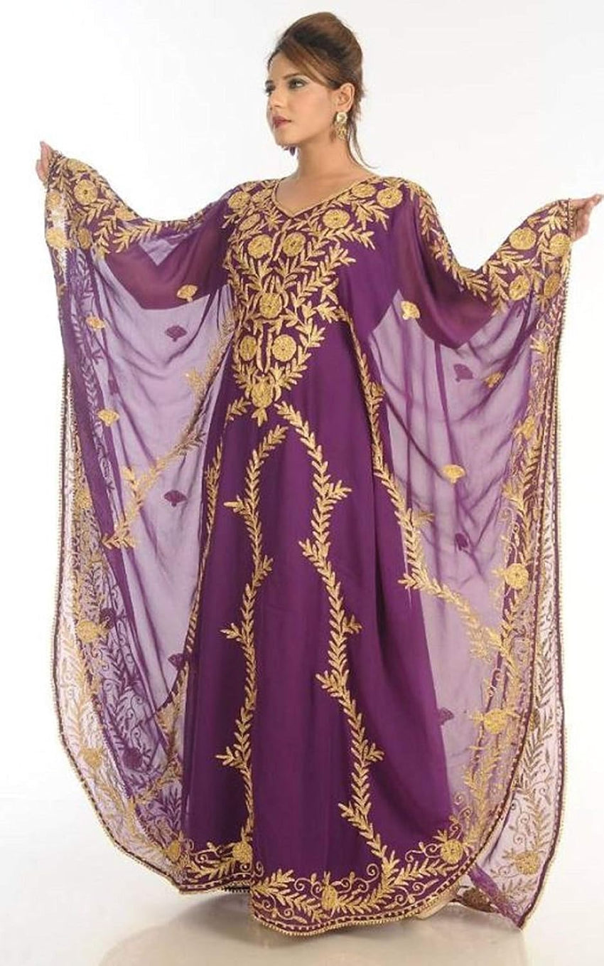 Women Kaftan Farasha Long Maxi Dress Long Sleeves Ethnic, Bridal, Evening, Party, Dress Free Size