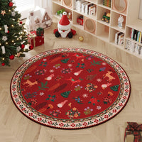 Rugcomf Christmas 3x5 Rug – Red Santa Claus Area Rug, Machine Washable Non-Slip Low Pile Holiday Carpet for Bedroom, Entryway, Bathroom, Kitchen, Bedside, Kids Room
