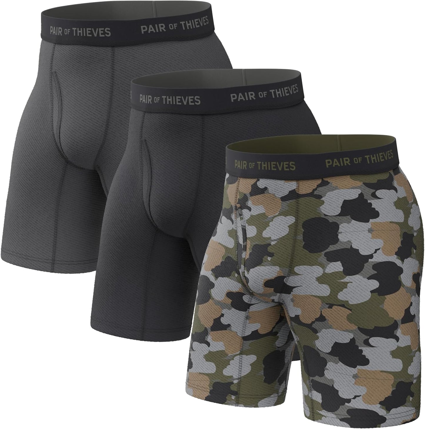 Pair of Thieves Men’s Long Boxer Briefs – Soft, Breathable, Quick Dry Underwear with 4-Way Stretch – Multi-Pack