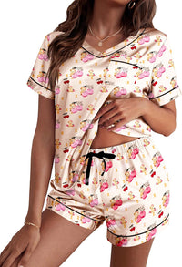 Ekouaer Silk Pajama for Women Short Sleeve Satin Pj Set Two Piece Soft Sleepwear Loungewear S-XXL