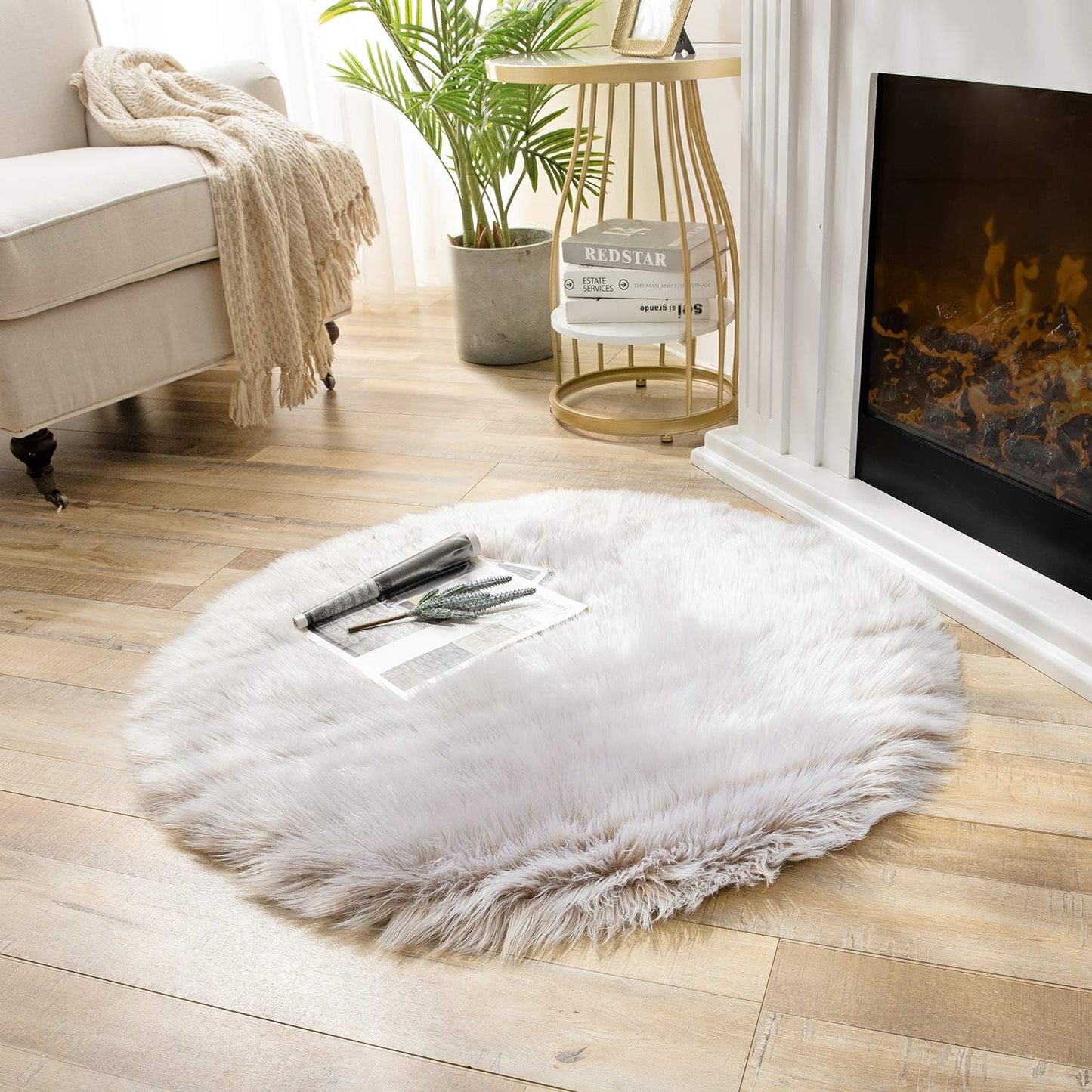 Ashler Faux Fur Rug, Dark Blue Area Rugs, Fluffy Sheepskin Fur Rug, Fuzzy Ultra Soft 2 x 6 Ft Rugs, Machine Washable Shag Rug, Nursery Throw Rugs for Bed, Living, Kids Room