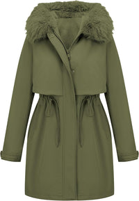 RISISSIDA Women Winter Parka Puffy Coat,Puffer Jacket with Long Fur Collar Hooded,Thicken Warm Bubble Overcoat for Deep Cold