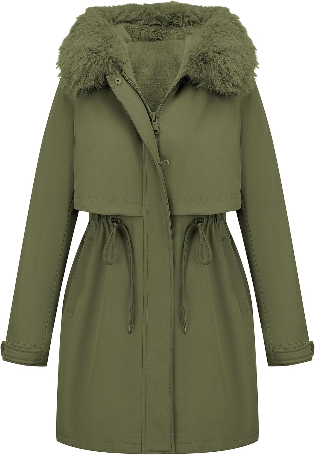 RISISSIDA Women Winter Parka Puffy Coat,Puffer Jacket with Long Fur Collar Hooded,Thicken Warm Bubble Overcoat for Deep Cold