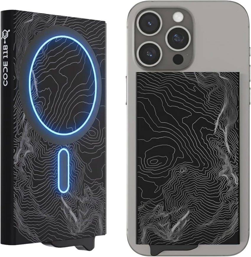 CODE 118 Wallet - Premium Automatic Smart Wallet, RFID Blocking, Pop Up Mens Minimalist Metal Wallet, 6061-T6 Aerospace-Grade Aluminum, Genuine 3K Carbon Fiber (Classic, Slate Grey)