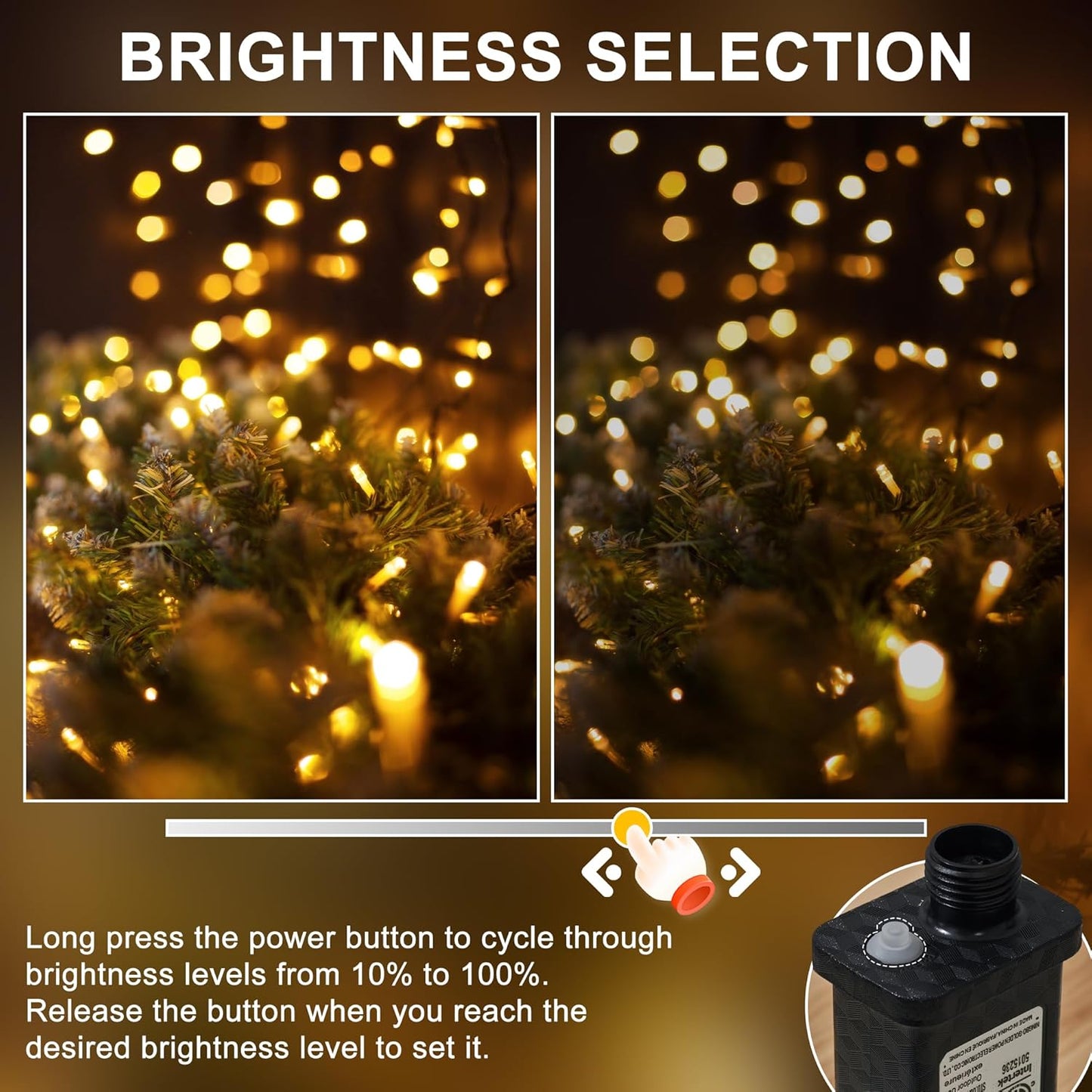 RPGT Christmas Light 1000 LEDs 336ft Green Cable Wire Fairy String Tree Twinkle Lights Plug in 12 Modes for, Outdoor, Garden, Wedding, Christmas Party, Home Decoration (Warm White)