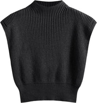 CIDER Women's Mock Neck Sleeveless Sweater Tops Cap Sleeve Sweater Vests Tank Tops