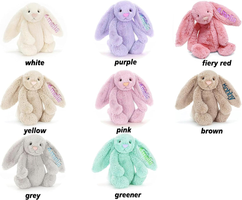 Plush Rabbit Embroidered with Child's Name Handmade Customized Plush Toys Children's First Companion Toys, Children's Welcome Baby Party, Birthday, Easter, Christmas, Thanksgiving Gifts