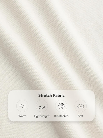 CIDER Mock Turtleneck Tops for Women Ribbed Knit Long Sleeve Slim Fitted Fall Solid Sweater T Shirts