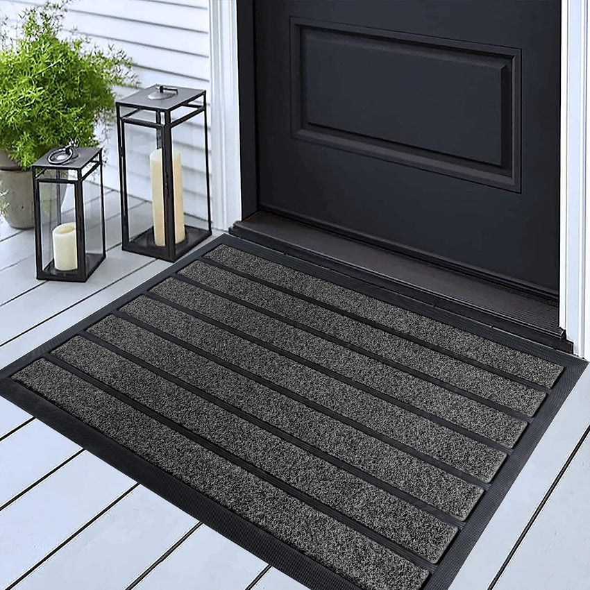 ubdyo Extra Durable Door Mat - Dirt Trapping Outdoor Welcome Mats - Non-Slip Outdoor Indoor Entrance - Low Profile Front Doormat (30" x 17", Bright Brown)