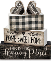 4 Pcs Christmas Table Decor Wooden Hot Cocoa Decoration Christmas Centerpiece Winter Tiered Tray Decor Decorative Red Hot Cocoa Block Signs Gift Farmhouse Xmas Decoration for Home Kitchen
