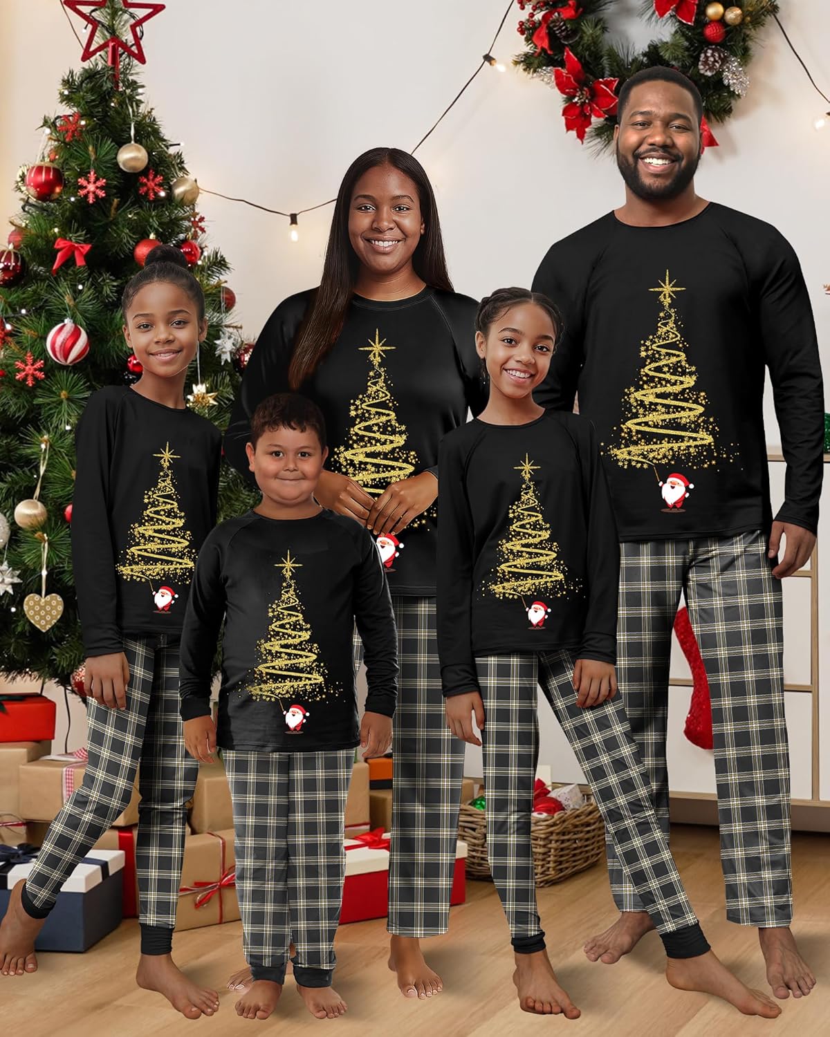 Rnxrbb 2025 Christmas Pajamas Family Matching Sets Christmas Pjs Xmas Sleepwear for Women Men Couples Adult Kids