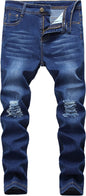 Boy's Skinny Fit Ripped Destroyed Distressed Stretch Slim Jeans Pants