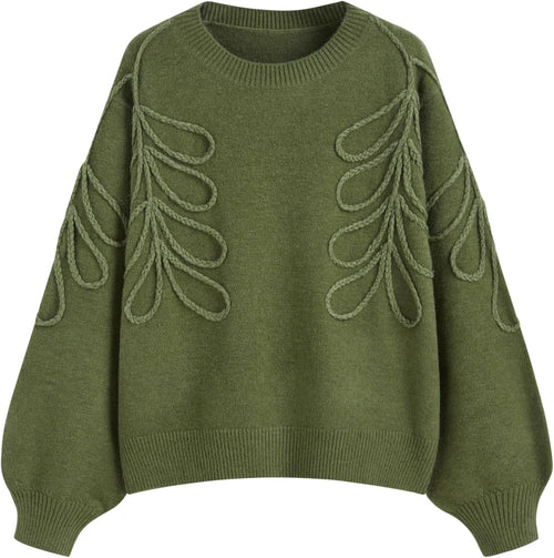 CIDER Women's Oversized Sweaters Long Sleeve Round Neck Tops Knit Pullover Sweater