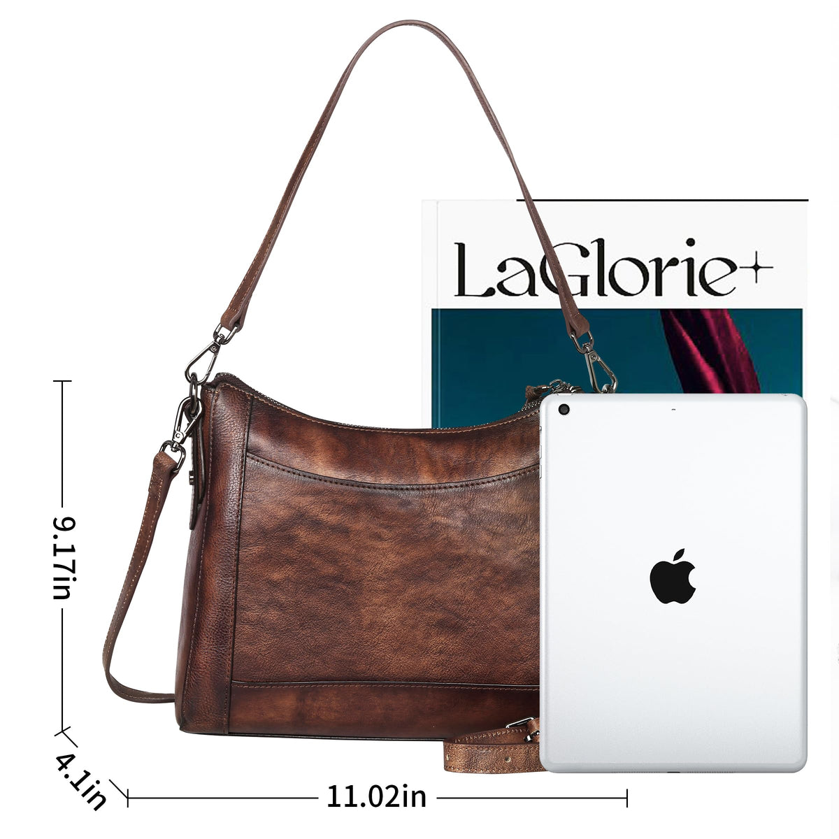 Iswee Leather Crossbody Bags for Women Shoulder Purse Medium Hobo Genuine Leather Satchel Purses and Handbags