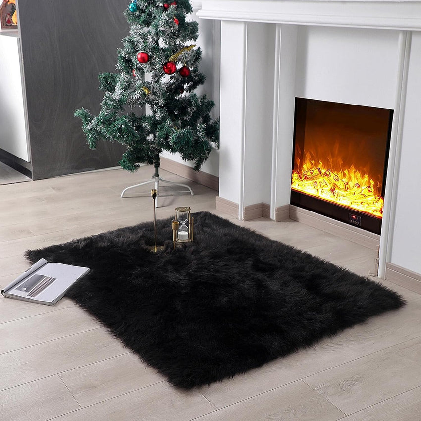 Faux Fur Rug Sheepskin Shag Fluffy Fuzzy White 2x6 ft Runner Rugs for Bedroom Bedside Bed Floor Living Room Plush High-Density Cushion Carpet Super Sofa Cover