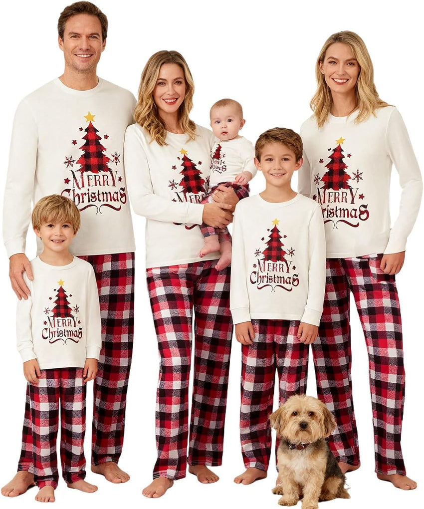 Family Christmas Pajamas Matching Sets - Soft Lettler Print Xmas Pjs for Couples & Kids | Holiday Family Pajamas