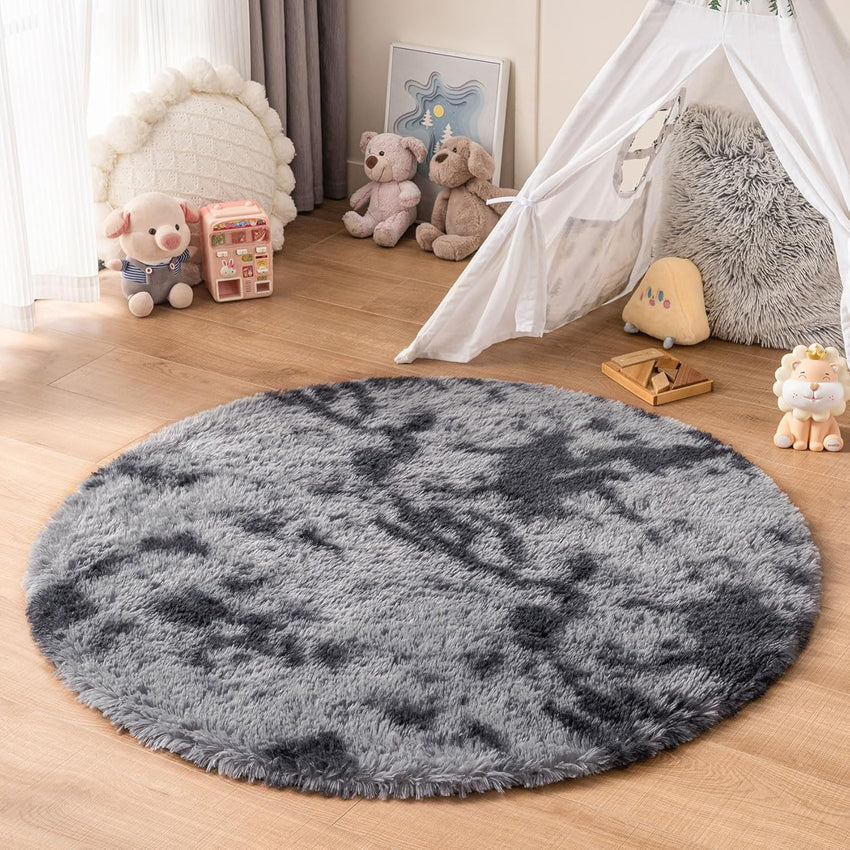 duduta Navy Blue Fluffy Plush Runner Rugs 2x6 ft Tie Dye Rectangle Shag Rug for Bedroom Dorm Living Room Kids Room, Machine Washable Anti-Slip