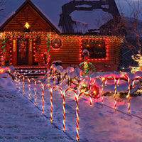 Christmas Decorations Outdoor, 10 Pcs Candy Cane Lights, 21'' Solar Pathway Lights with 8 Lighting Modes, Waterproof Garden Lights for Christmas Patio Yard Walkway Decorations