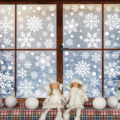 116PCS Christmas Decorations, 9 Sheets Christmas Window Clings, Snowflake Window Clings Decals, Double Sided Xmas Snowflake Decal Stickers for Winter Holiday Home Indoor Decorations Decor Supplies