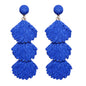 Raffia Dangle Earrings for Women - Boho Statement Rattan Drop Jewelry with Shell Design, Lightweight Summer Beach Trendy Accessories
