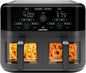 CHEFMAN 6 Quart Dual Basket Air Fryer Oven with Easy View Windows, Sync Finish, Hi-Fry, Auto Shutoff, 2 Independent 3Qt Nonstick Dishwasher Safe Frying Baskets, Digital Double Air Fryer - Black