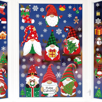 116PCS Christmas Decorations, 9 Sheets Christmas Window Clings, Snowflake Window Clings Decals, Double Sided Xmas Snowflake Decal Stickers for Winter Holiday Home Indoor Decorations Decor Supplies
