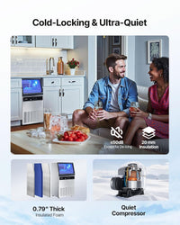 VEVOR Commercial Ice Maker Machine, 130Lbs/24H with 33Lbs Storage, 45 Cubes per Cycle, Stainless Steel Freestanding & Under Counter Ice Maker with LED Display & Self-Cleaning, for Home Bar Restaurant