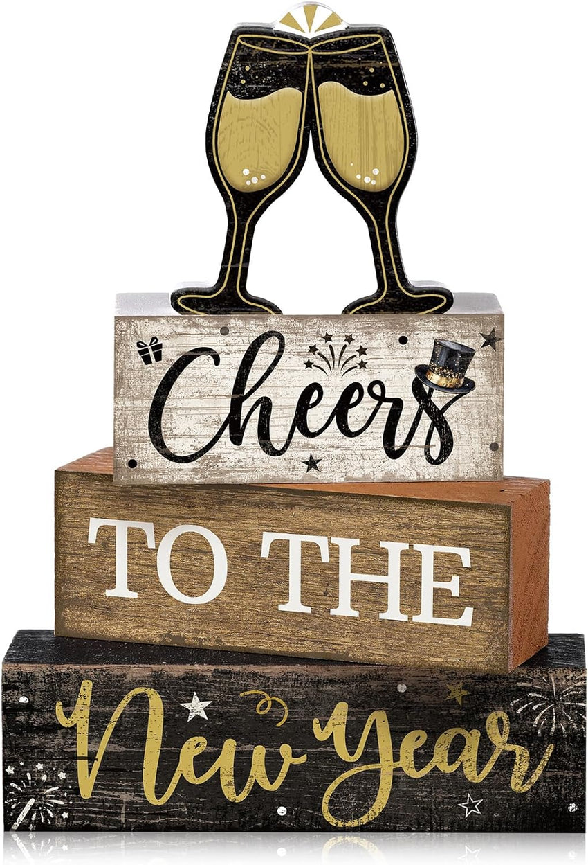 4 Pcs Christmas Table Decor Wooden Hot Cocoa Decoration Christmas Centerpiece Winter Tiered Tray Decor Decorative Red Hot Cocoa Block Signs Gift Farmhouse Xmas Decoration for Home Kitchen