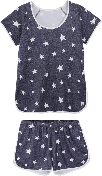 Hilinker Womens Sexy Pajama Set Ruched Lace Trim Cami and Shorts Summer Cute Pjs 2 Piece