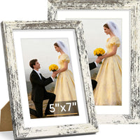 Vittanly 8x10 Picture Frame Set of 2, Solid Wood Frame for Wall or Tabletop, Display Photo 5x7 with Mat or 8x10 without Mat, Natural
