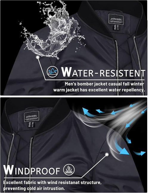 7DAY'S Mens Bomber Jackets Casual Fall Winter Warm Windbreaker Full Zip Windproof Outwear Color-Blocking Coats